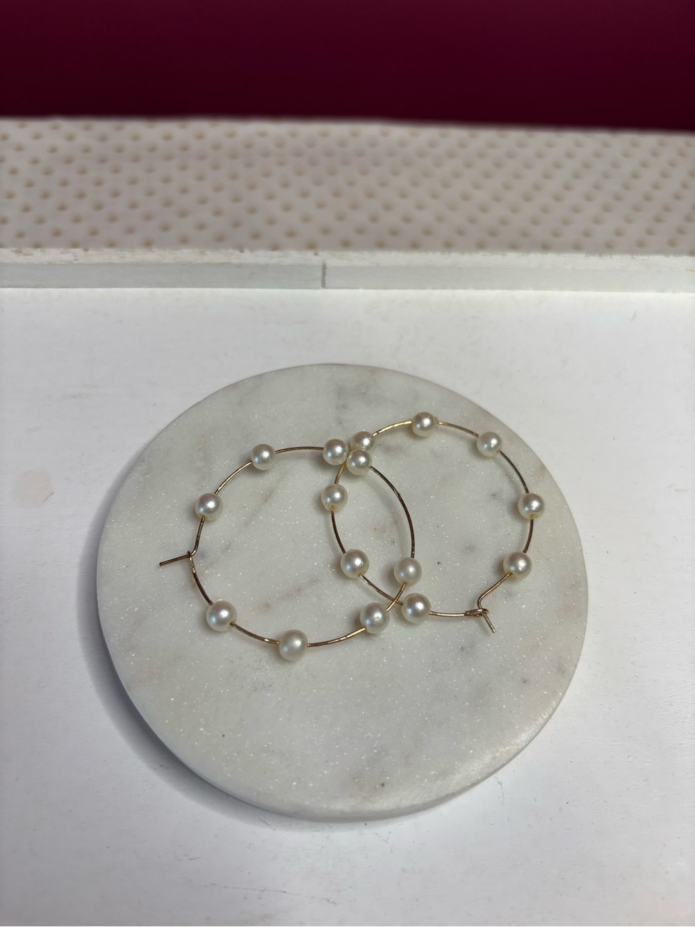 Pearl Accent Gold Hoop Earrings - Women Jewelry